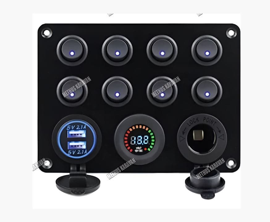Methus Karavan 12/24V 8 On-Off Düğme Kontrol Paneli