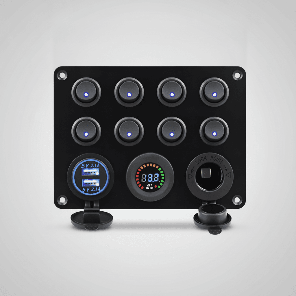 Methus Karavan 12/24V 8 On-Off Düğme Kontrol Paneli